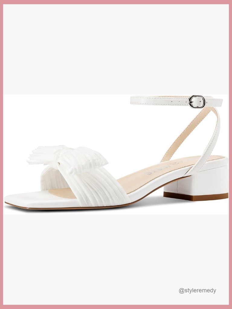 Chunky Block Heel Sandals With Bow Knot Ankle Strap